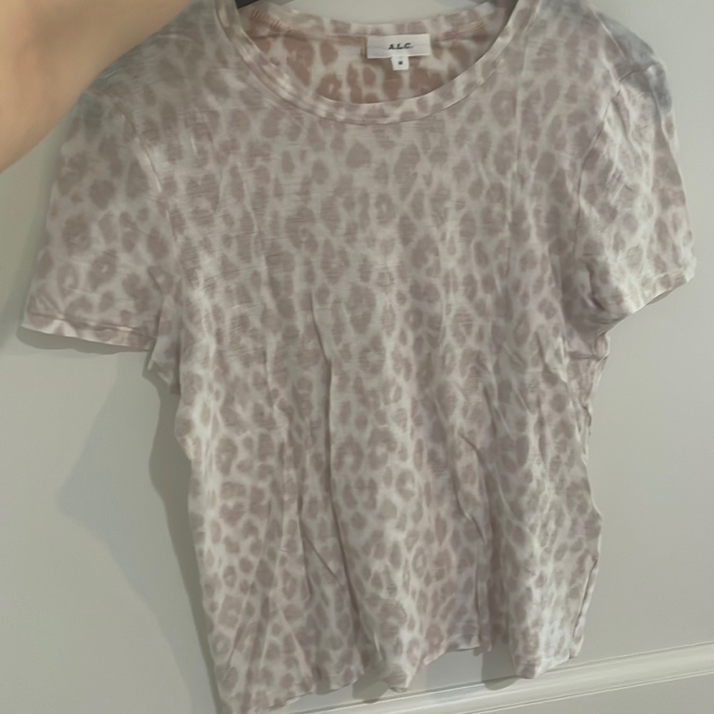 A.L.C pinky cream cheetah print shirt